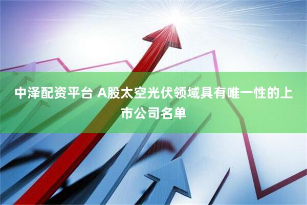中泽配资平台 A股太空光伏领域具有唯一性的上市公司名单